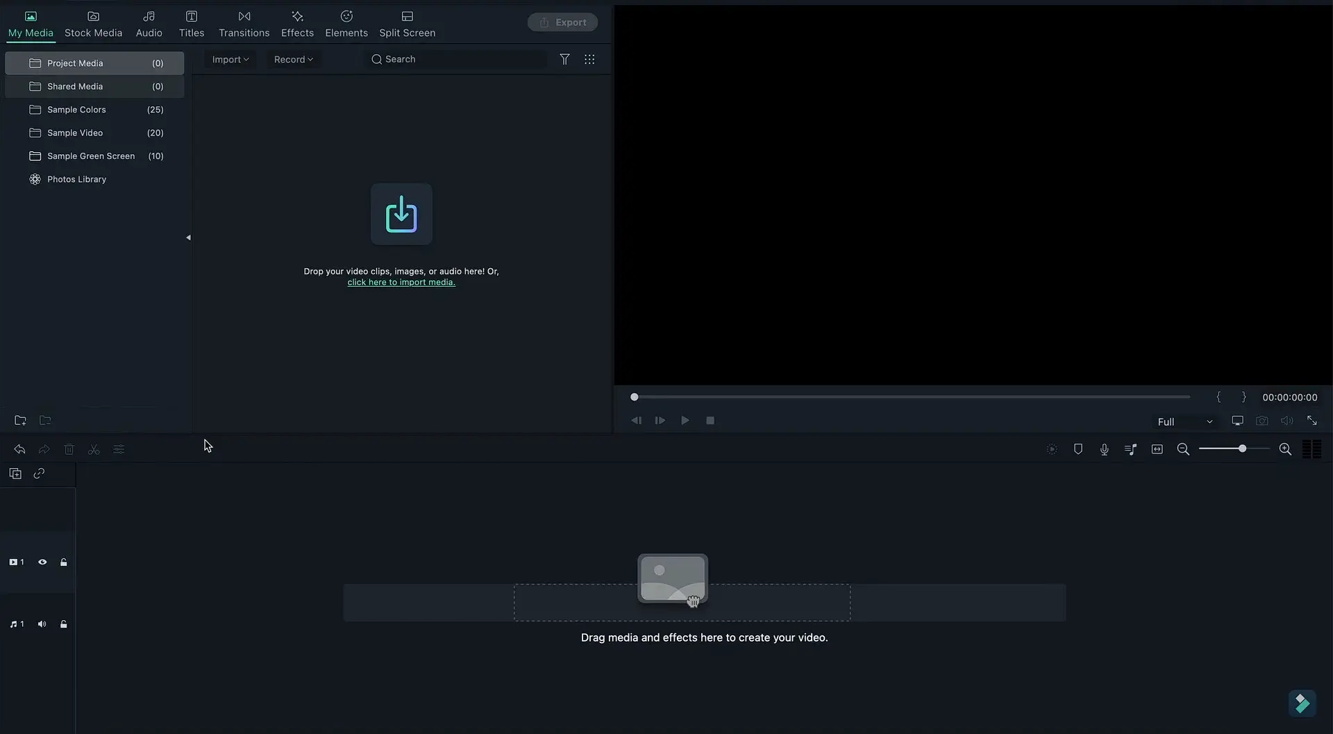 user interface of filmora video editor